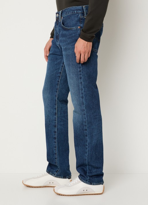 Levi's 501 straight leg jeans met medium wassing - detail 2 indigo