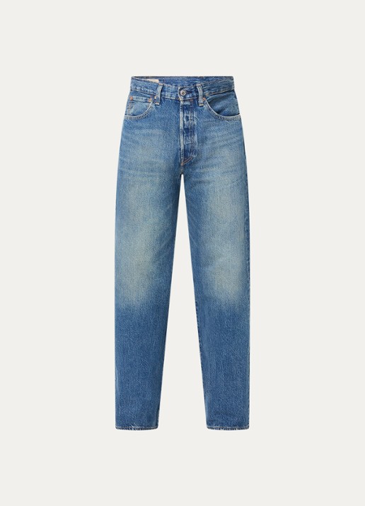 Levi's 501 straight leg jeans met medium wassing - voorkant indigo
