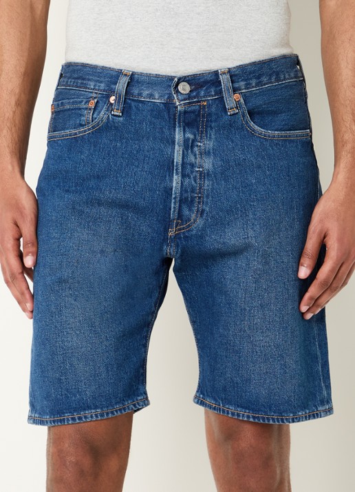 Levi's 501 straight leg korte broek van denim met medium wassing