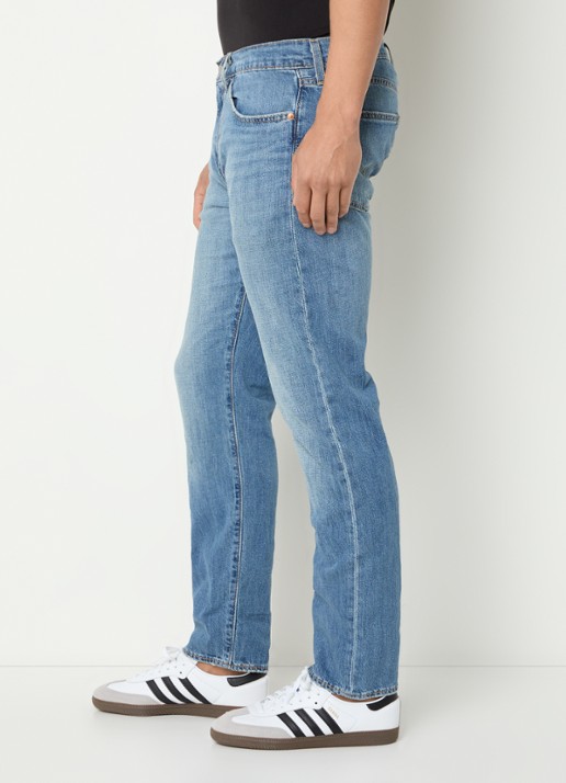 Levi's 502 tapered fit jeans in linnenblend met medium wassing - detail 4 indigo