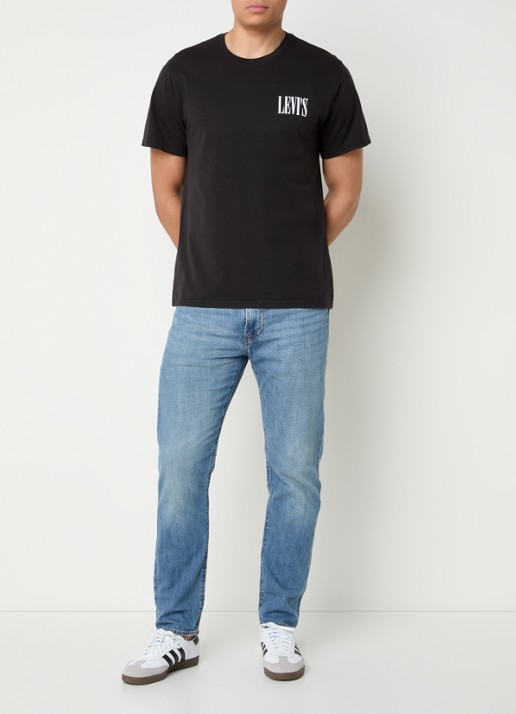 Levi's 502 tapered fit jeans in linnenblend met medium wassing - voorkant 2 indigo