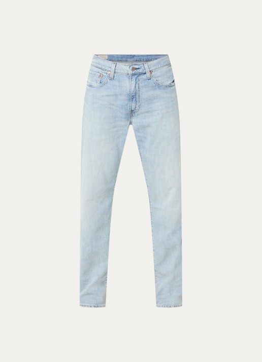 Levi's 502 tapered jeans in linnenblend met lichte wassing - voorkant indigo