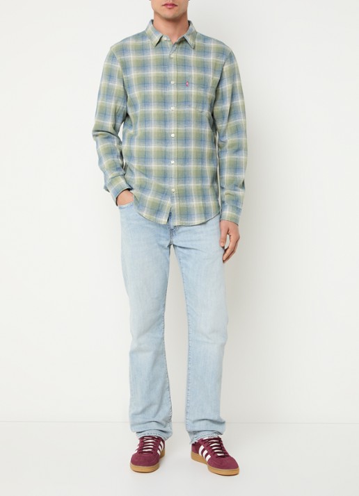 Levi's 502 tapered jeans in linnenblend met lichte wassing - voorkant 2 indigo