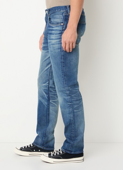 Levi's 505 slim fit jeans met medium wassing - detail 4 indigo