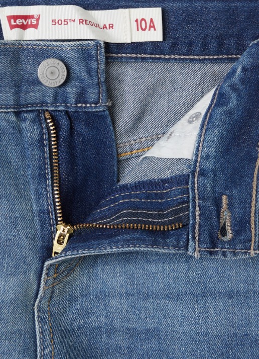 Levi's 505 straight leg jeans met medium wassing - detail 3 blauw