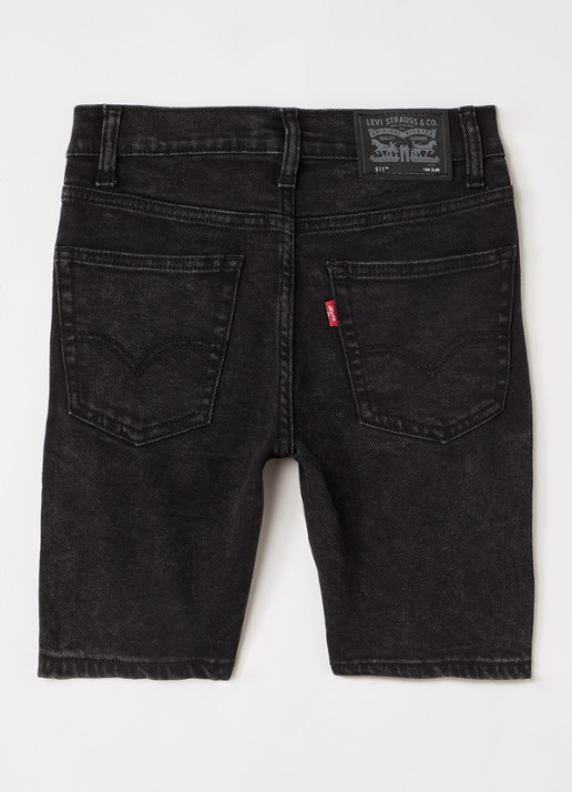 Levi's 511 slim fit korte broek van denim - voorkant 2 zwart