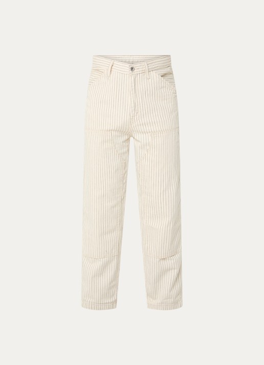 Levi's 568 Loose fit cargobroek van denim met gekleurde wassing en streepprint - voorkant 2 gebroken wit