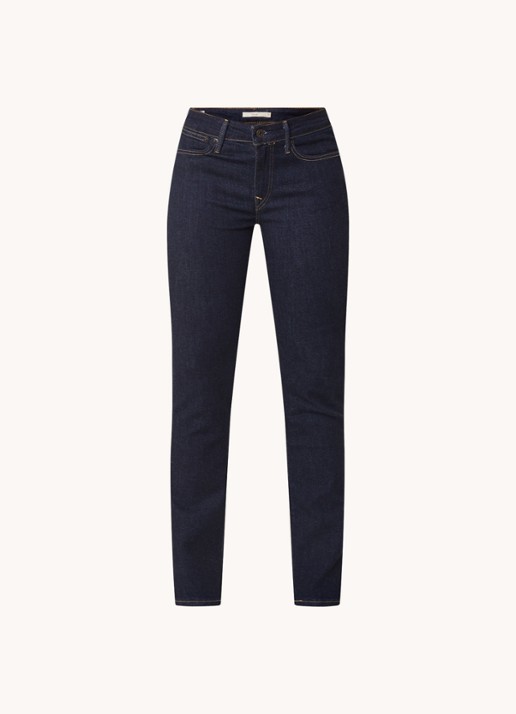 Levi's 712 mid waist slim fit jeans met donkere wassing - voorkant 4 indigo
