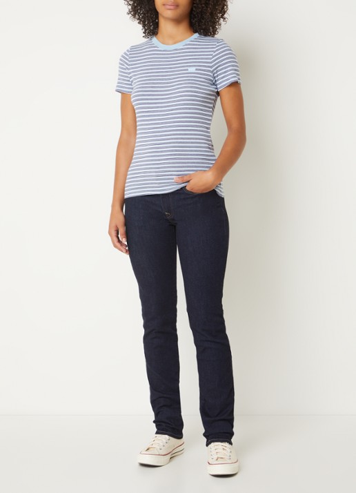 Levi's 712 mid waist slim fit jeans met donkere wassing - voorkant 5 indigo