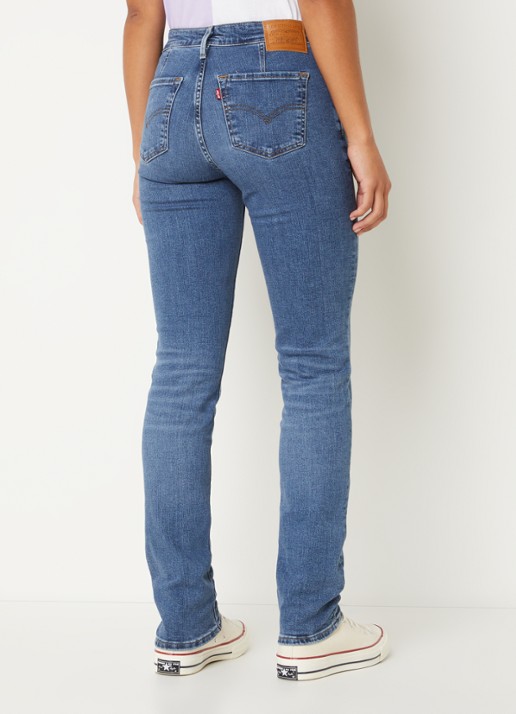 Levi's 712 mid waist slim fit jeans met donkere wassing - achterkant 5 indigo
