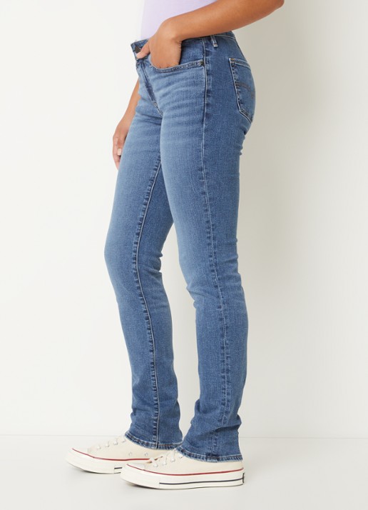 Levi's 712 mid waist slim fit jeans met donkere wassing - detail 4 indigo