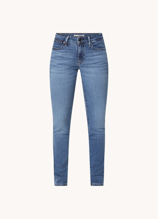 Levi's 712 mid waist slim fit jeans met donkere wassing - voorkant indigo