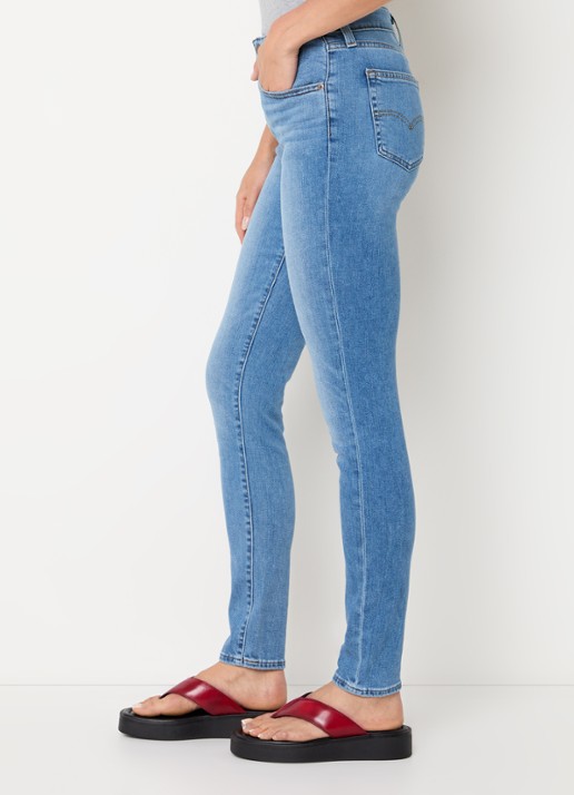 Levi's 721 high waist skinny jeans met lichte wassing - detail 4 indigo