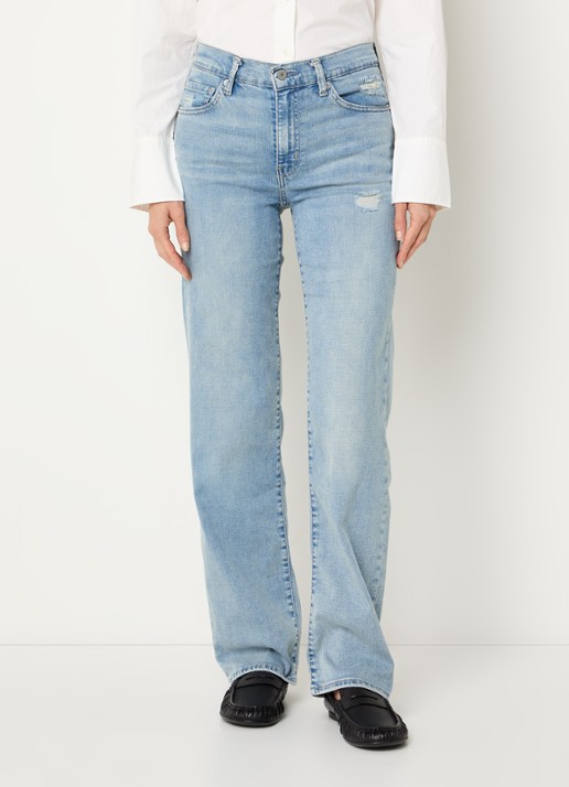 Levi's 723 high waist slim fit jeans met lichte wassing - detail indigo