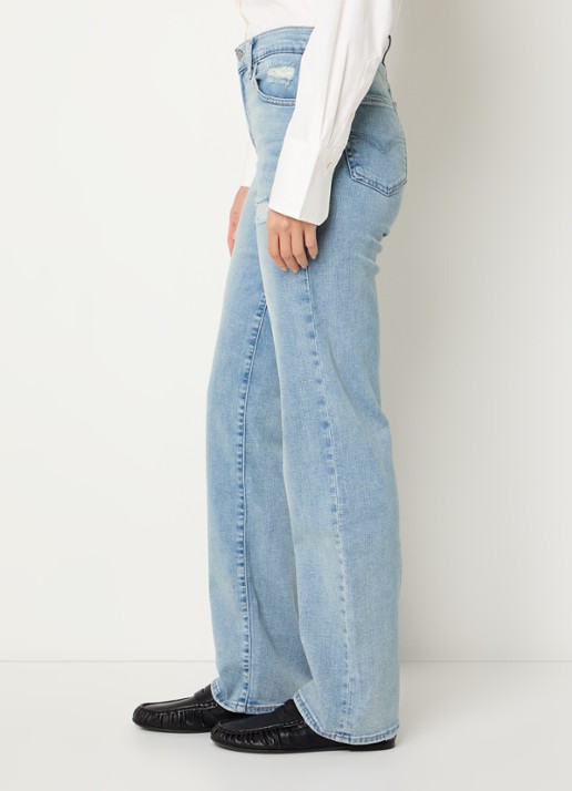 Levi's 723 high waist slim fit jeans met lichte wassing - detail 2 indigo