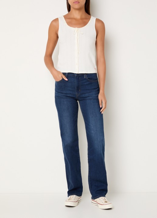 Levi's 723 high waist straight leg jeans met donkere wassing - voorkant 5 indigo