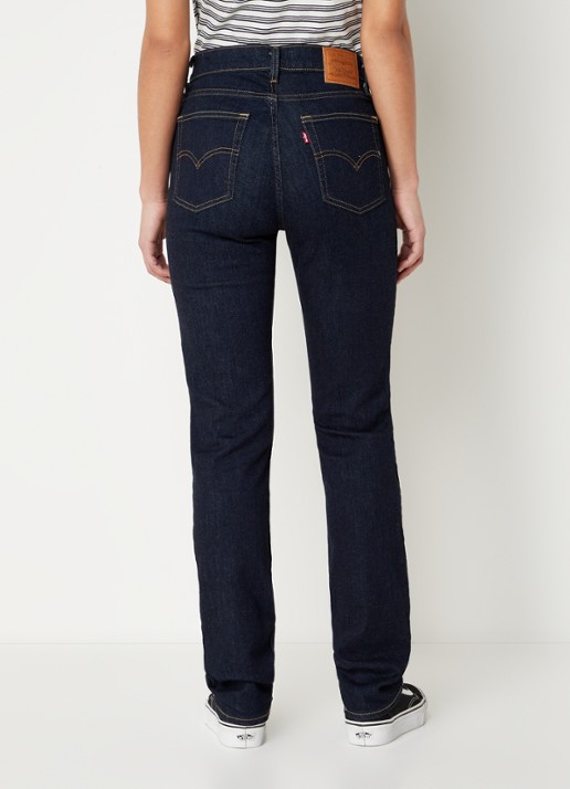 Levi's 724 HIGH RISE STRAIGHT BLUE WA - achterkant indigo
