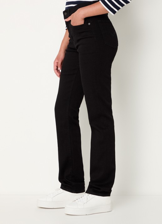 Levi's 724 high waist slim fit jeans met gekleurde wassing - detail 4 zwart