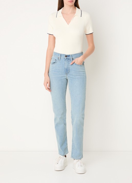 Levi's 724 high waist straight leg jeans met lichte wassing - voorkant 5 indigo