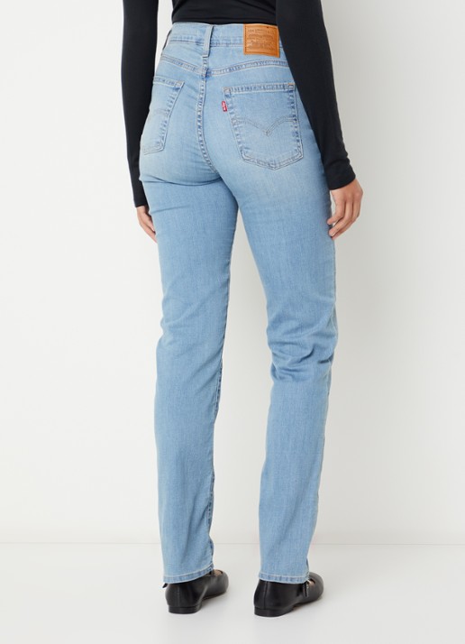 Levi's 724 mid waist slim fit jeans met lichte wassing - achterkant 5 indigo