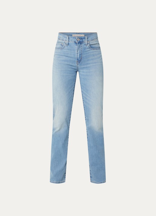 Levi's 724 mid waist slim fit jeans met lichte wassing - voorkant 3 indigo