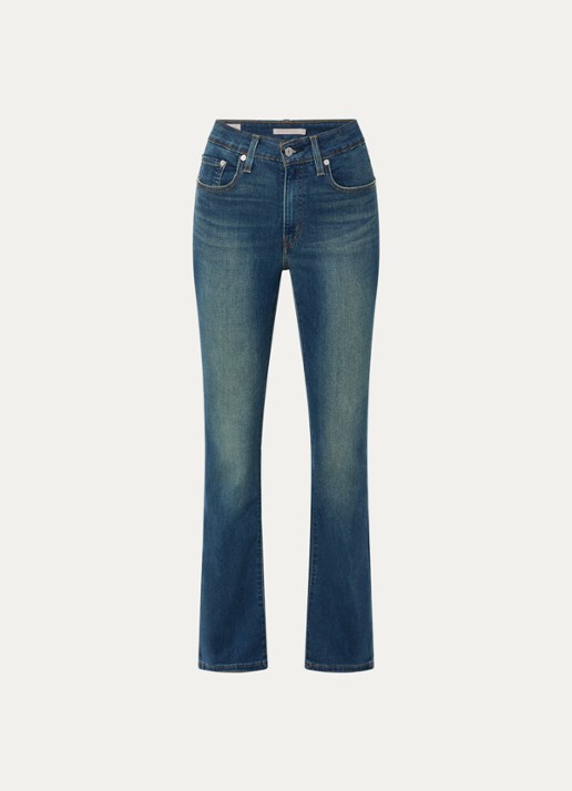 Levi's 725 high waist flared fit jeans met medium wassing - voorkant indigo