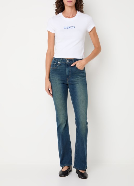 Levi's 725 high waist flared fit jeans met medium wassing - voorkant 2 indigo