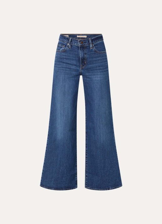 Levi's 728 High waist copped wide leg jeans met medium wassing - voorkant 2 indigo