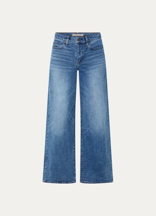 Levi's 728 high waist wide leg jeans met medium wassing - voorkant 2 indigo