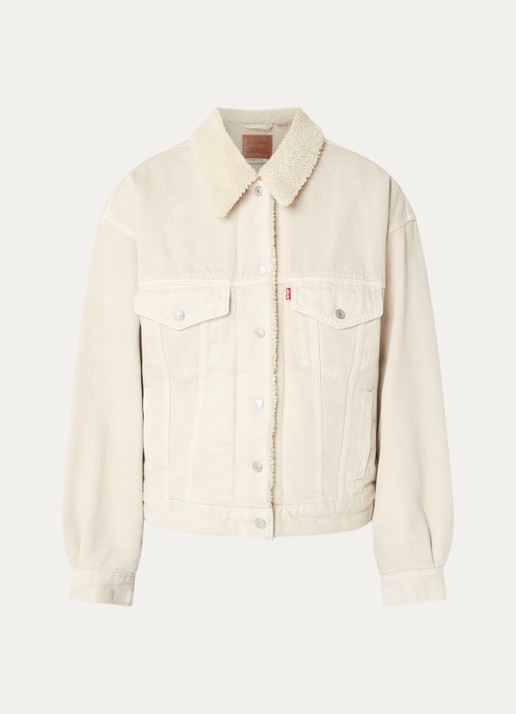 Levi's 90s Sherpa Trucker spijkerjas met teddy voering en steekzakken - voorkant 2 creme