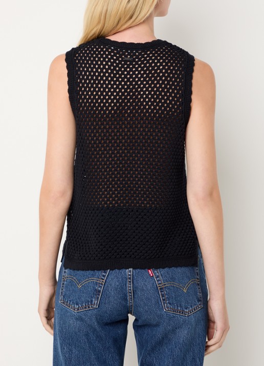 Levi's Adrienne top met opengewerkt dessin - achterkant 3 zwart