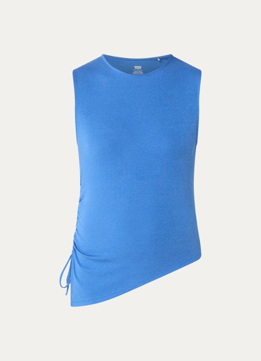 Levi's Alila mouwloze top met asymmetrisch detail en trekkoord - voorkant blauw