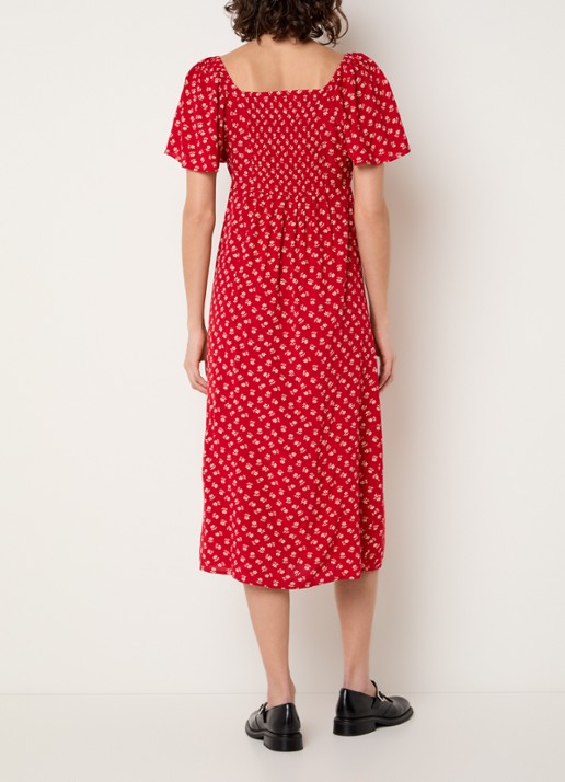 Levi's Amara midi jurk met split en print - achterkant 3 kersenrood