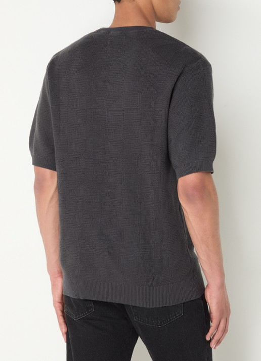 Levi's Ani grofgebreide pullover met ingebreid patroon - achterkant antraciet
