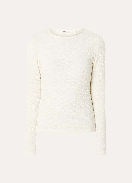 Levi's Anika semi-transparante top met opengewerkt dessin - voorkant 3 creme