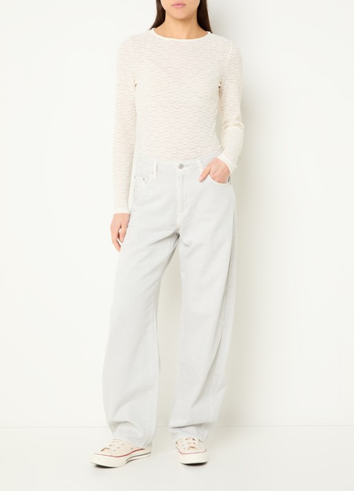 Levi's Anika semi-transparante top met opengewerkt dessin - voorkant 4 creme