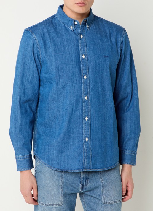 Levi's Authentic regular fit overhemd van chambray met logoborduring
