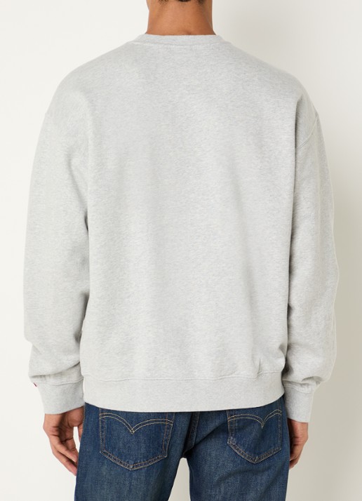 Levi's Authentic sweater met gemêleerd dessin en logoborduring - achterkant 4 grijsmele