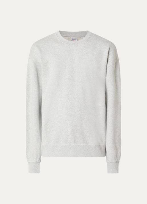 Levi's Authentic sweater met gemêleerd dessin en logoborduring - voorkant grijsmele