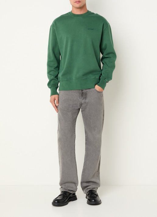 Levi's Authentic sweater met logoborduring - voorkant 2 groen