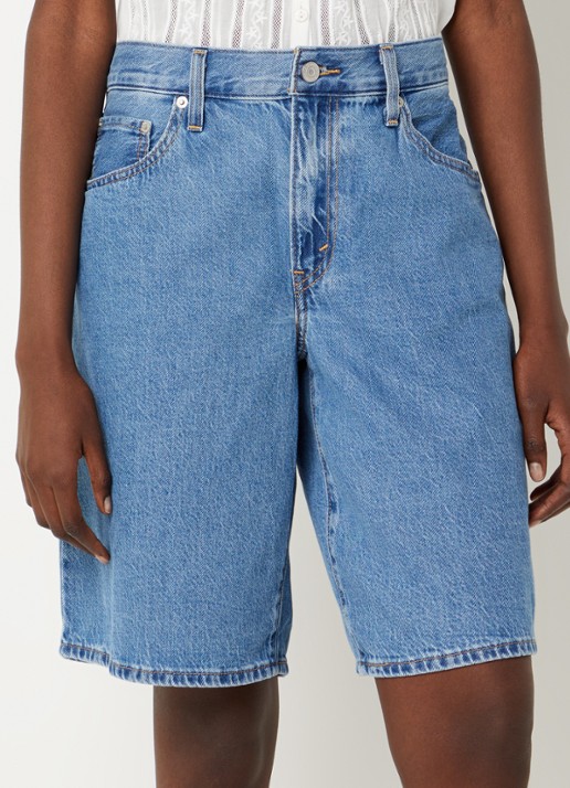 Levi's Baggy Dad Jort high waist wide leg korte broek - detail 3 indigo
