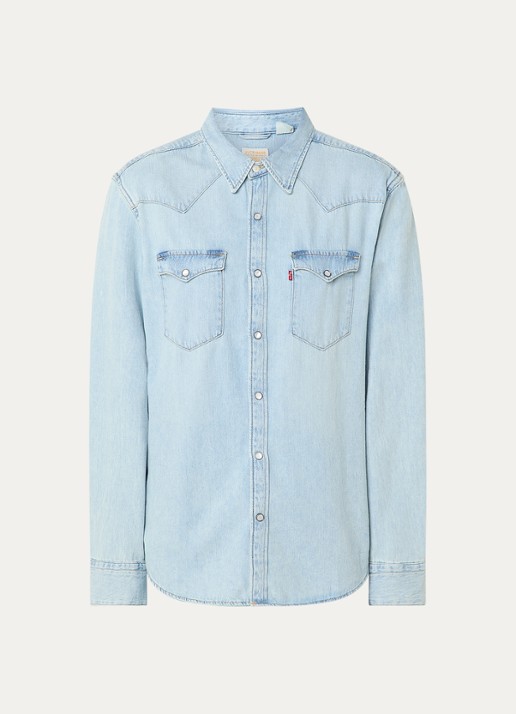 Levi's Barstow blouse van chambray met borstzakken - voorkant 3 lichtblauw