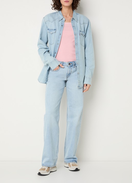 Levi's Barstow blouse van chambray met borstzakken - voorkant 4 lichtblauw
