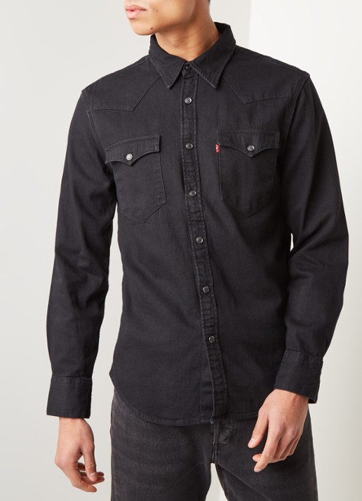 Levi's Barstow regular fit overhemd van denim met klepzakken