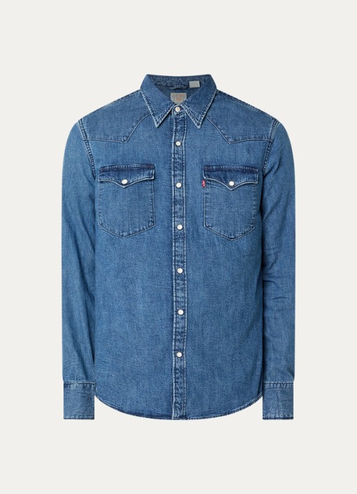 Levi's Barstow regular fit overshirt van denim met borstzakken - voorkant indigo