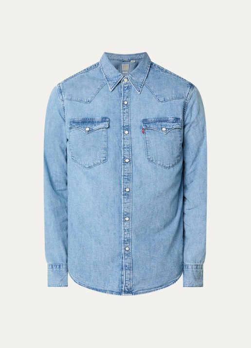 Levi's Barstow regular fit overshirt van denim met borstzakken - voorkant indigo
