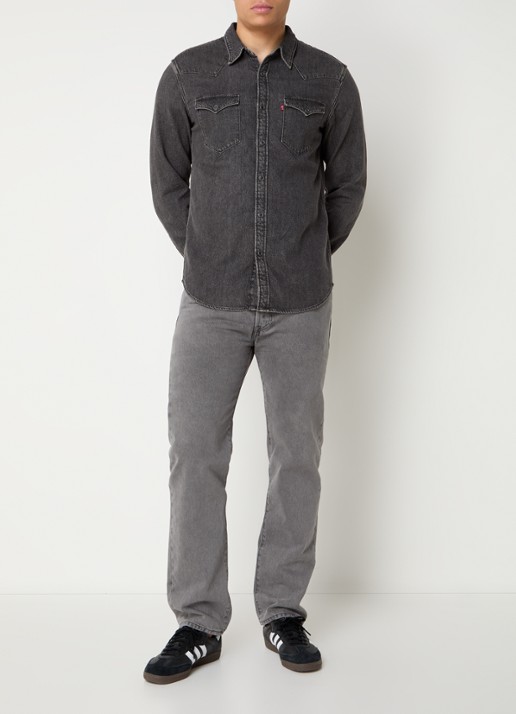 Levi's Barstow spijkerjas met borstzakken  - voorkant 3 donkergrijs