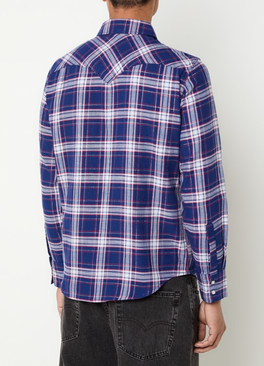 Levi's Barstow Western regular fit overhemd met ruitdessin - achterkant 3 donkerblauw