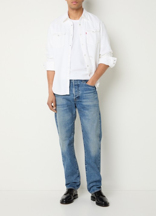 Levi's Barstow Western regular fit overshirt - voorkant 3 gebroken wit
