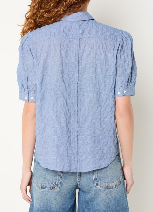 Levi's Blouse in zijdeblend met pied-de-poule dessin  - achterkant 3 staalblauw